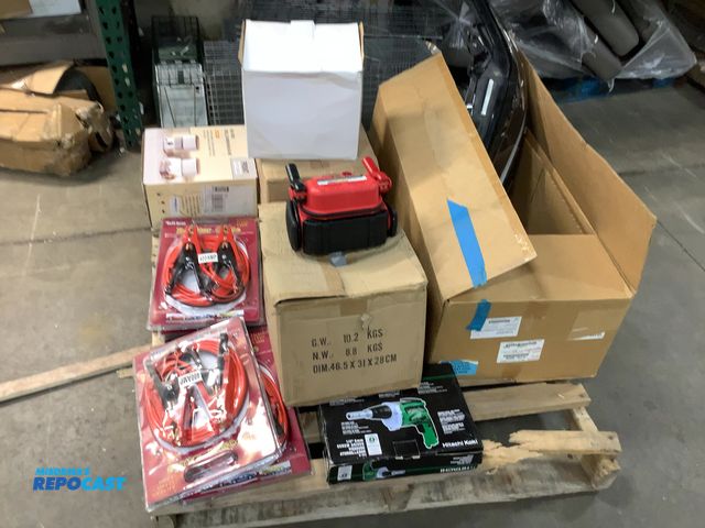 Lot 2-36611 - Skid lot of miscellaneous items including booster cables sterilization washing machine hitachi koki ...