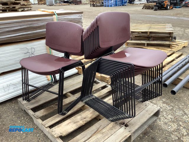 Lot 2-93496 - Chairs Stack of stackable maroon plastic chairs