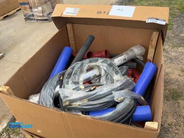 Lot 2-11244 - Skid of Assorted New Hoses for Semi Trucks, includes rubber air brake hose, intercooler hose, and mo...