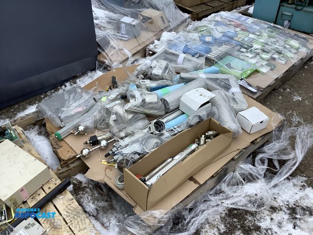 Lot 2-15667 - Skid Lot of Assorted Pneumatic Cylinders, Condensers, Plungers, Heater Bands, Supply Presses, and Ot...