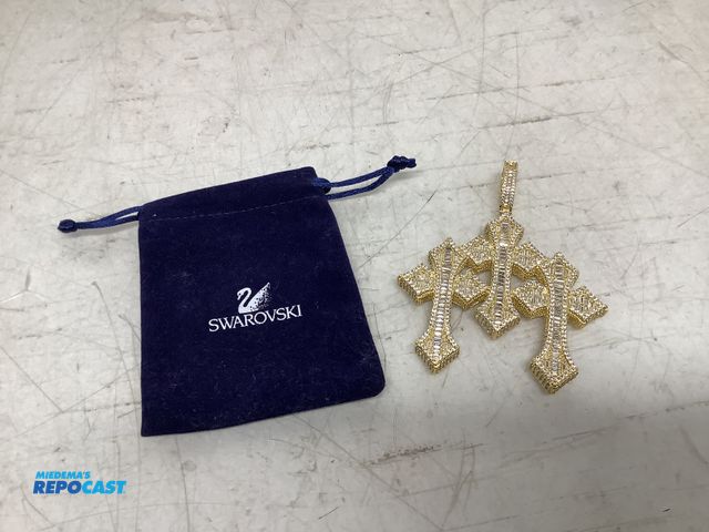 Lot 2-74097 - New Swarovski triple gold cross pendant/charm