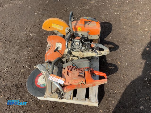 Lot 2-42843 - (3) Gas Powered 14” Concrete Saws for Parts or Repair, Husqvarna Partner K960, and two unknown brand...