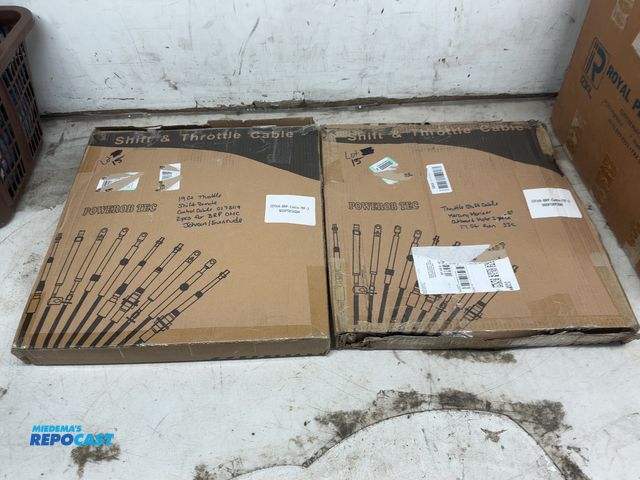 Lot 2-14967 - Power Tec 19’ throttle shift remote cable 0173119 2pc for BRP OMC Johnson/Evinrude and Power Tec thr...