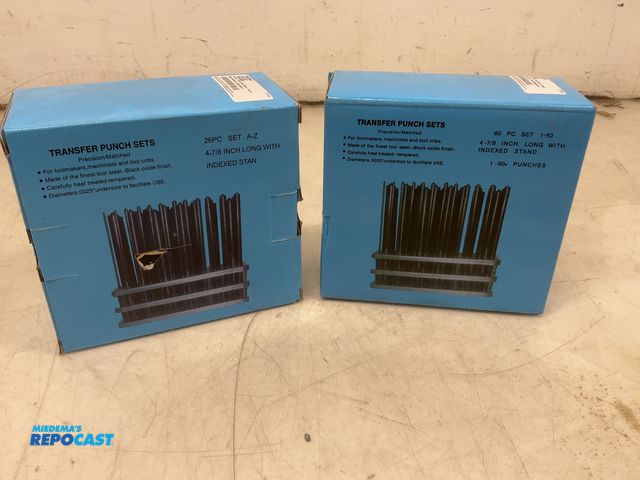 Lot 2-92397 - Lot of (2) Transfer Punch Sets 1- 26pc Set A-Z 4-7/8 Inch Long with Indexed Stan 1- 60pc Set 1-60 4-...