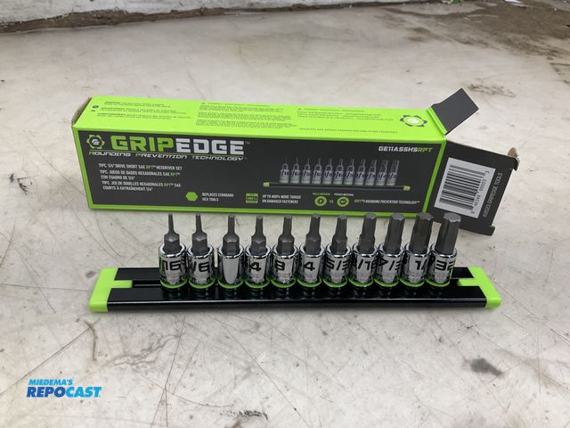 Lot 2-94994 - grip edge 1/4" drive 11pc SAE hex bits