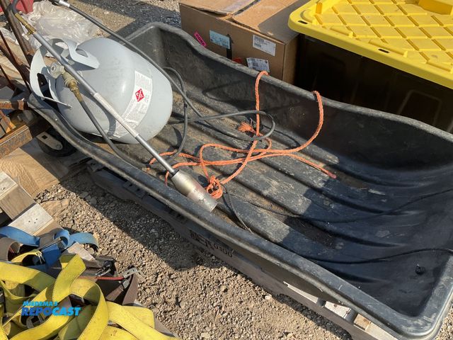 Lot 2-96845 - (2) 1 Gray steel propane tank often used for heating torches and a black otter sport sled