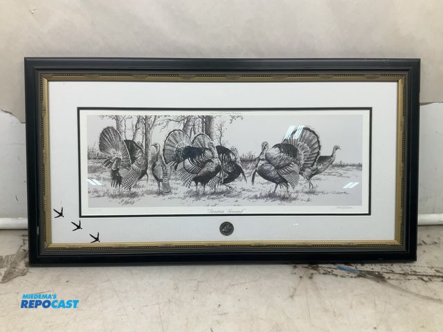 Lot 2-53641 - National Wild Turkey Association “Struttin’ Around” Framed Painting, 33.75” x 18”(DOBSON)