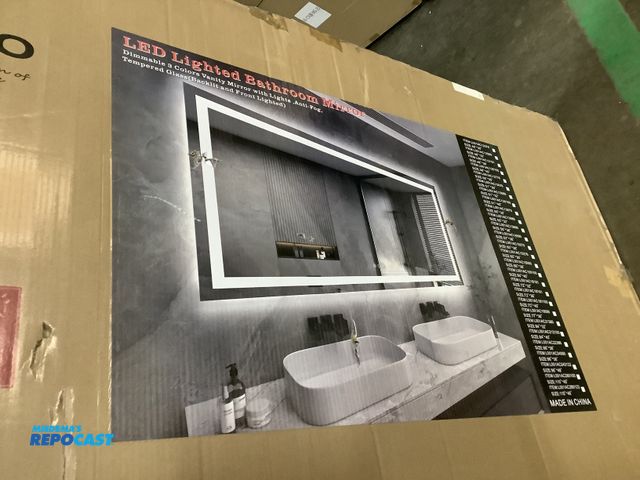 Lot 2-93550 - Loaao Large LED lighted bathroom mirror with 3M colored lights and anti fog - has small scratch - ap...