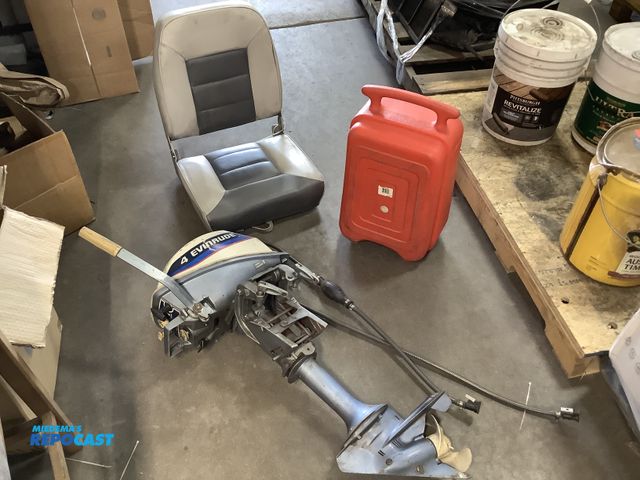 Lot 2-77101 - Evinrude 4HP Boat Motor w/ Tank, Hose, &amp; Seat