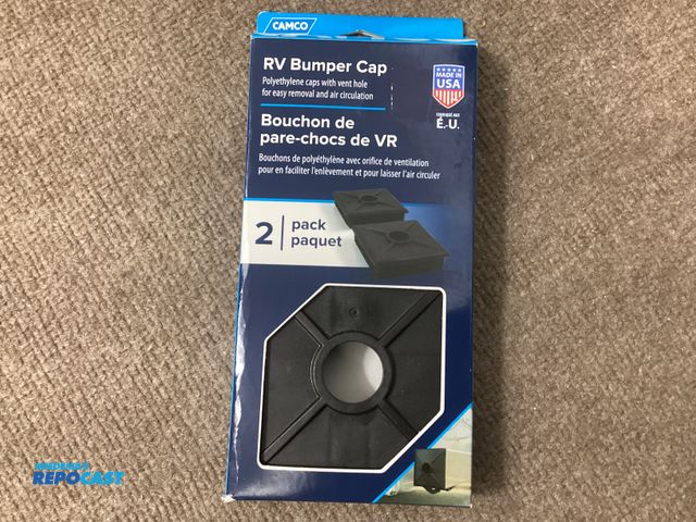 Lot 2-76428 - New Camco RV Bumper Caps. 2 pack. Made in the USA