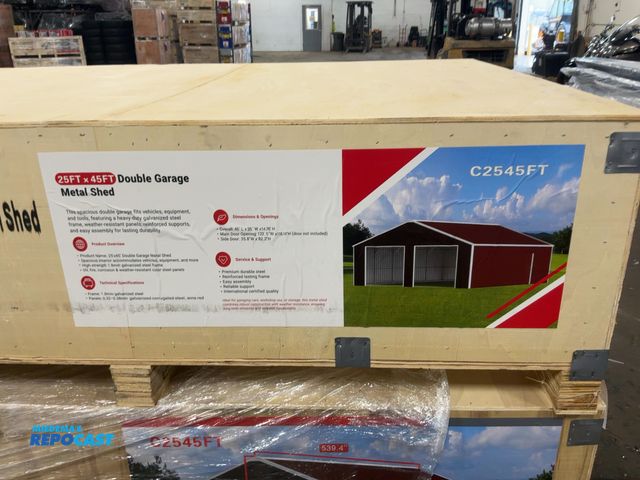 Lot 2-41140 - New SDLANCH 25'x45' Double Garage Metal Shed, Model SDLC2545DGMS, 25' Wide x 45' Long x 14.76' High ...