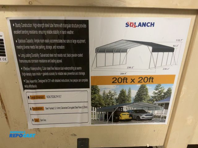 Lot 2-42746 - New SDLANCH 20’x20’ Steel Carport, 236.2” wide x 236.2” deep x 115.7” tall overall, 84.3” Sidewall H...