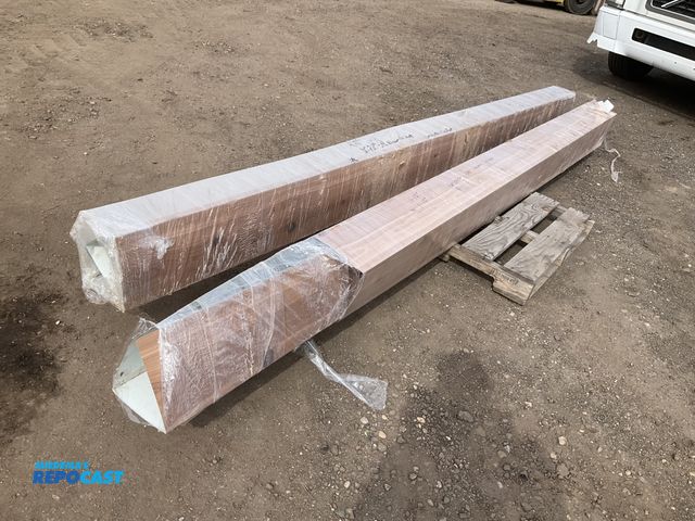 Lot 2-42336 - (4) pieces of Aluminum three side beam wrap in Smooth Cedar, sides are each 9.5” and the middle is 8...