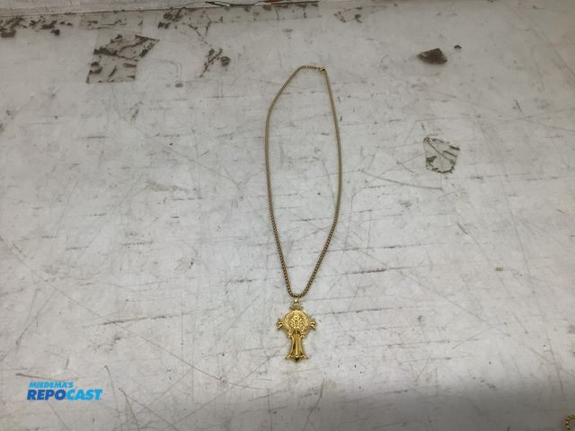 Lot 2-75675 - New Chrome Hearts gothic gold, inlaid circle cross pendant necklace