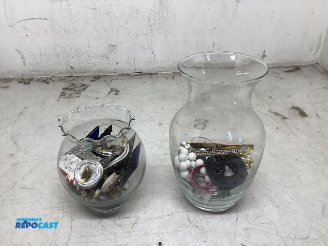 Lot 2-73406 - Lot of (2) jars of various jeweler including bracelets, necklaces, earrings and more