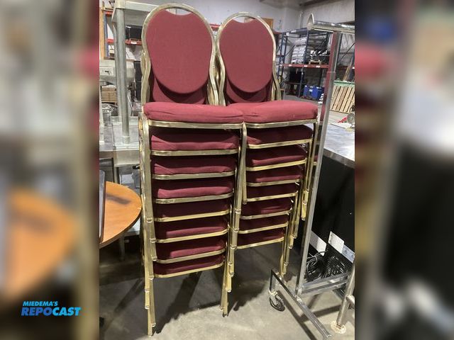 Lot 2-55134 - Restaurant Chairs Lot of (16) matching metal framed stackable chairs with upholstered seat and backs...