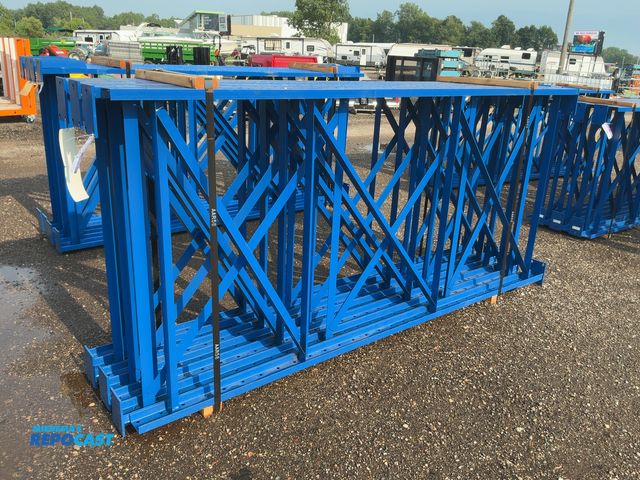 Lot 2-30583 - (7) New Unarco 54"x10' Tall Steel Heavy Duty Structural Pallet Racking Uprights, bolt together style...