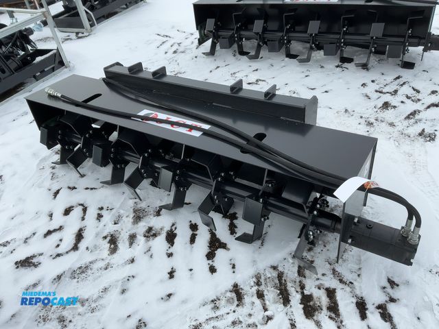 Lot 2-42215 - New JCT 72” Hydraulic Rototiller Skid Steer Attachment, Universal Quick Attach, has hydraulic hoses ...