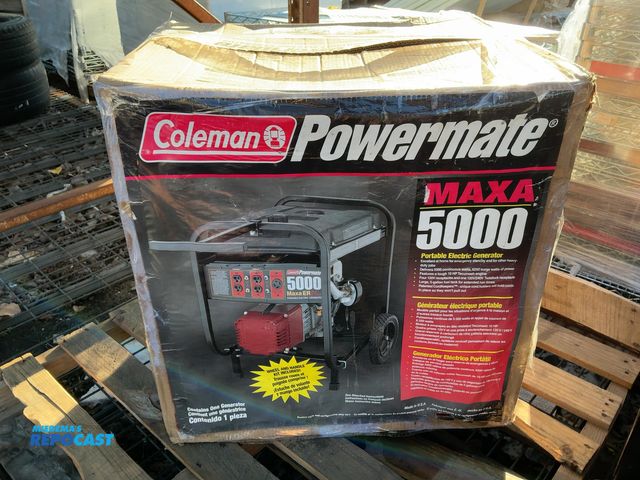 Lot 2-18851 - coleman powermate generator 5,000 watts continuous 10 HP tecumseh 6,250 surge watts