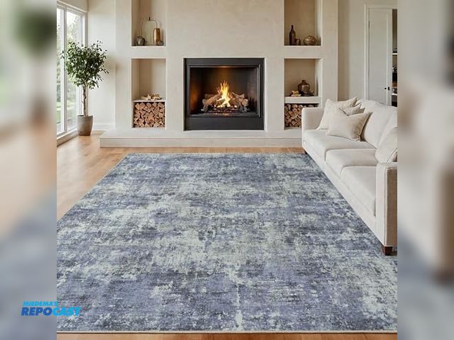 Lot 2-73343 - Area Rug 9 x 12 living Room Rug-Carpet for Bedroom Living Room DEYU DDT-CL-BLUE-9x12