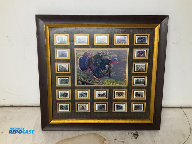 Lot 2-53652 - Framed Collection of Wild Turkey Stamps from 1989 to 2009, 24” x 22.5”(DOBSON)