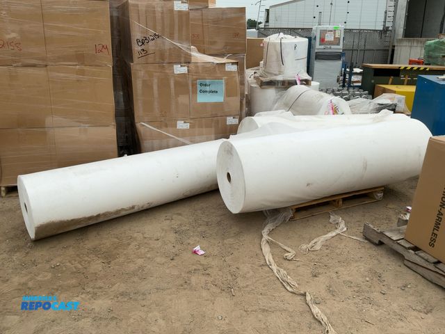Lot 2-24721 - (3) rolls of white fabric packaging material, 23” diameter, 73.75” wide