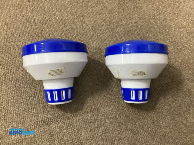 Lot 2-76411 - Two new Kokido Spa floating tablet chemical dispensers.