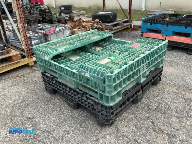 Lot 2-69429 - (2) plastic foldable crates (one green and one black)
