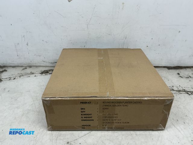 Lot 2-19396 - Idzo 2-Pack 14 Inch Acacia Wood Plant Caddy with Wheels – Heavy-Duty Plant Dolly with 264 Lbs Capaci...