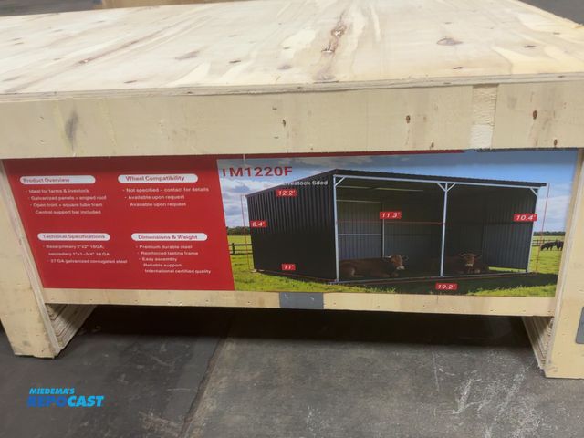 Lot 2-41616 - New SDLANCH SDLGM1220F Galvanized Metal Livestock Shed, 19.2’x11’x10.4’ tall, Welding Required, come...