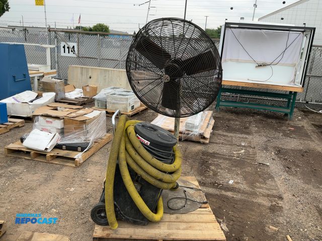 Lot 2-18535 - Skid of a Chelsea 30” Fan and PowerTac ShopVac
