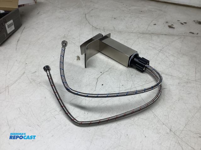 Lot 2-93560 - Phiestina waterfall bathroom sink faucet with 4” deck plate and metal (chrome) pop up drain assembly