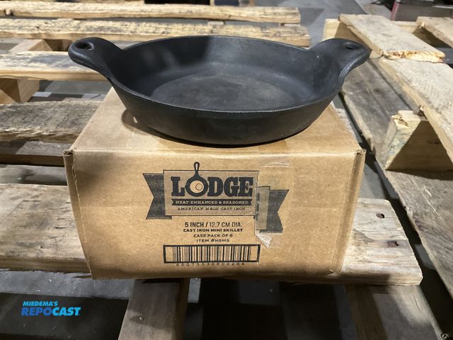 Lot 2-55074 - Box of (6) brand new Lodge 5” mini skillets.  (These are called 5”, but actual measurement is 6” dia...