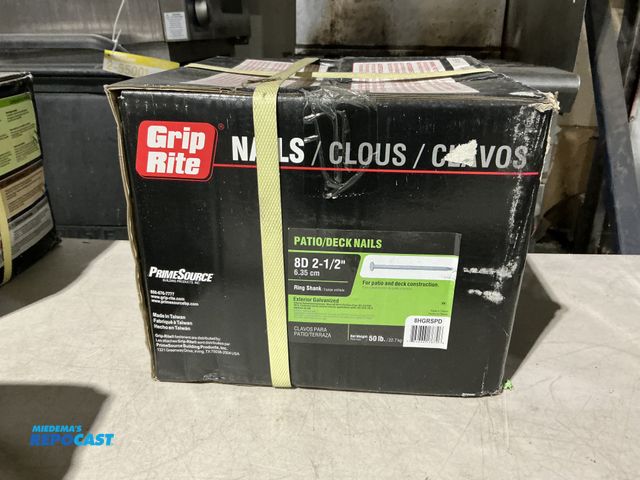 Lot 2-39447 - New Grip Rite  8D 2-1/2” exterior galvanized ring shank nails 50 pound box.