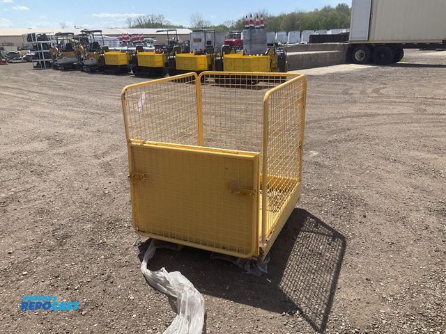 Lot 2-43458 - Forkable work platform/basket 40” x 44” x 47”T, one fork pocket is bent/damaged, used