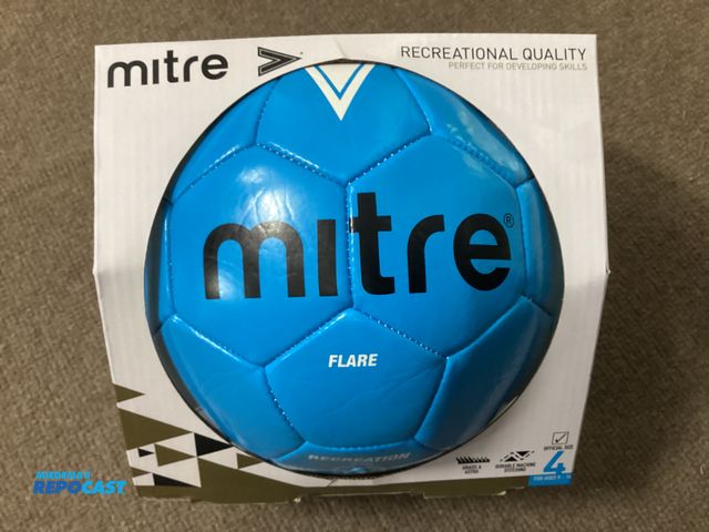 Lot 2-34386 - New mitre Flare recreational soccer ball. For grass and Astroturf. Official size 4. For age is 9 to ...