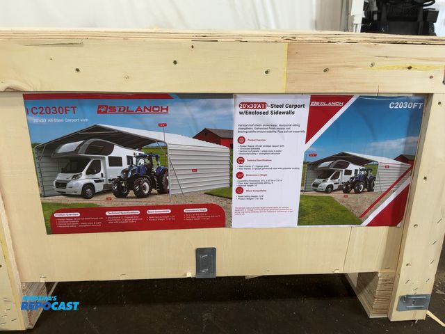 Lot 2-40744 - New SDLANCH 20’x30’ All-Steel Carport with 10’ Enclosed Sidewalls, 12’6” Tall, 10’ Sidewall Height, ...