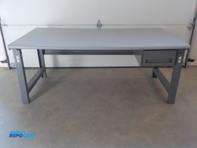 Lot 2-34074 - U-Line 1 1/2 inch wood hard top work station. Smooth surface. One drawer. Round edge. 72" w x 36" d ...