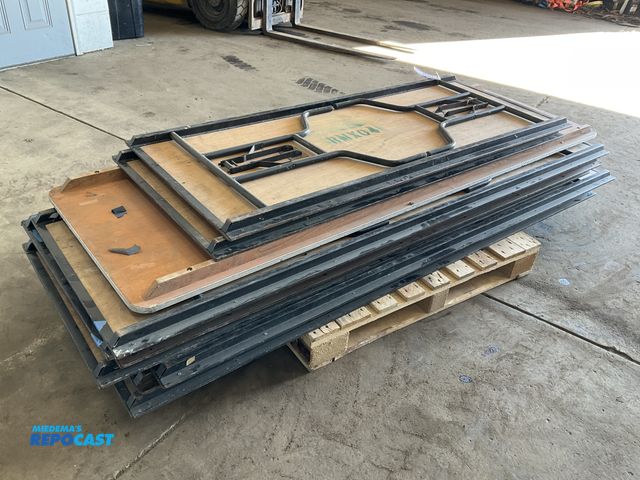 Lot 2-33659 - (7) foldable wooden tables measuring 8’ x 29.75” (2) foldable table measuring  6’ x 29.75”