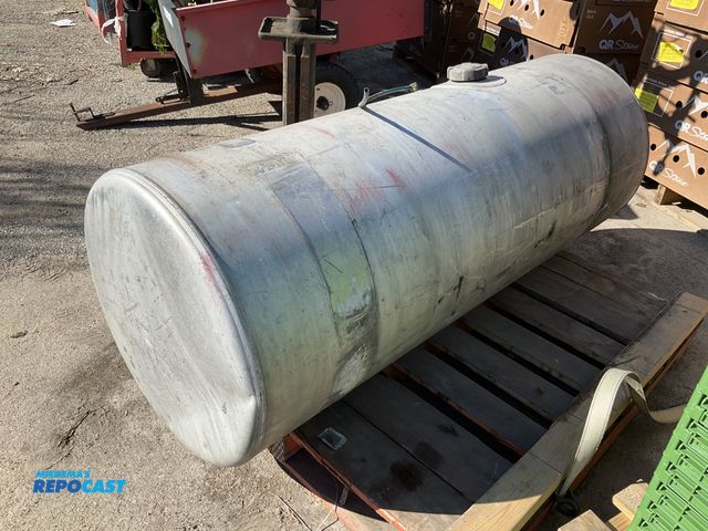 Lot 2-73236 - Large freight liner metal diesel fuel tank  4.9’ long - approx 100  gallons