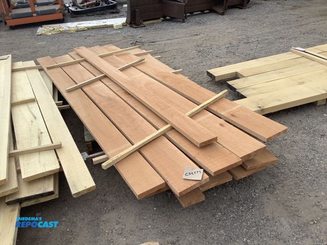 Lot 2-57589 - (16) Rough Sawed Cherry Boards - 4/4 (1-1/8" thick) approx. 5" to 8-1/2" wide x 8-9' long