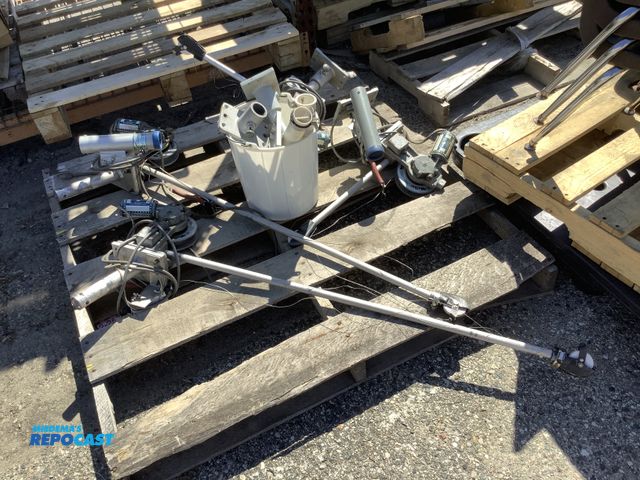 Lot 2-75271 - Skid lot of assorted trolling equitment including: walker deep trollers and metal fishing pole boat ...