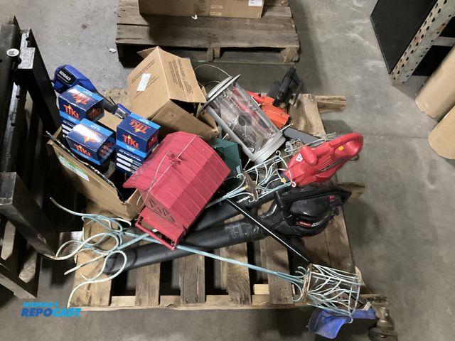 Lot 2-67487 - 3 new tiki torches adjust 50"-64" tall and a new bird feeder, tools and bird feeders, kobalt weed tr...