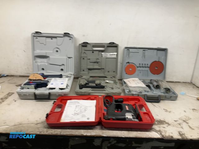 Lot 2-27725 - Lot of various tools and cases including Portable cable Brad nailer, Tool pneumatic kit nuline air t...