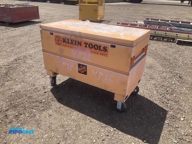 Lot 2-43459 - Klein Tools flip top storage box on casters, box is 48”W x 24” x 24”T (35” tall overall), used
