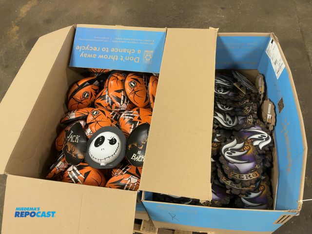 Lot 2-21195 - (2) Boxes of New Halloween Decor Pieces, Tim Burton's The Nightmare Before Christmas Pieces, one box...
