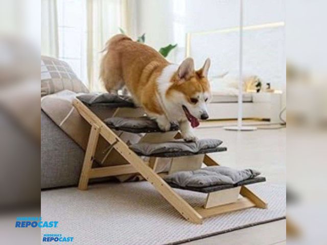 Lot 2-94771 - Wonder Family premium wooden dog stairs with soft detachable pillows