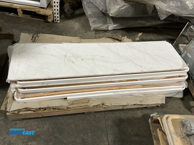 Lot 2-99399 - Skid lot of various sized Marble Corrion Countertops