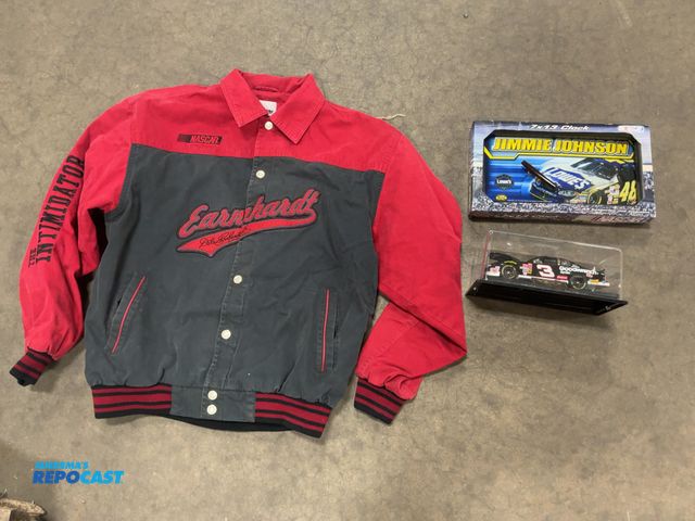 Lot 2-69192 - Lot of nascar items including dale earnhardt jacket, dale earnhardt model car, and a Jimmie Johnson ...