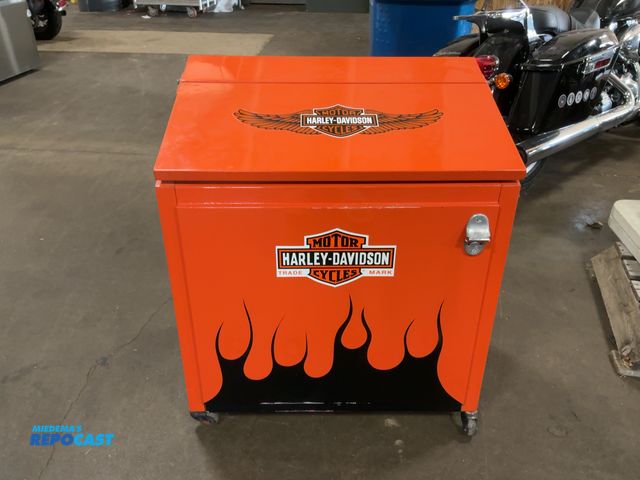 Lot 2-53277 - Harley Davidson Rolling Cooler w/ (2) Wall Signs
